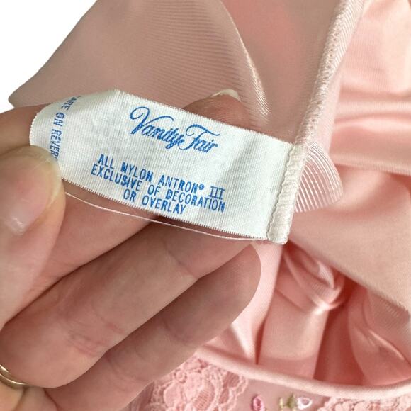 Vintage Vanity Fair Lace Trimmed Embroidered Nightgown Housecoat Robe Women's L - Picture 9 of 10